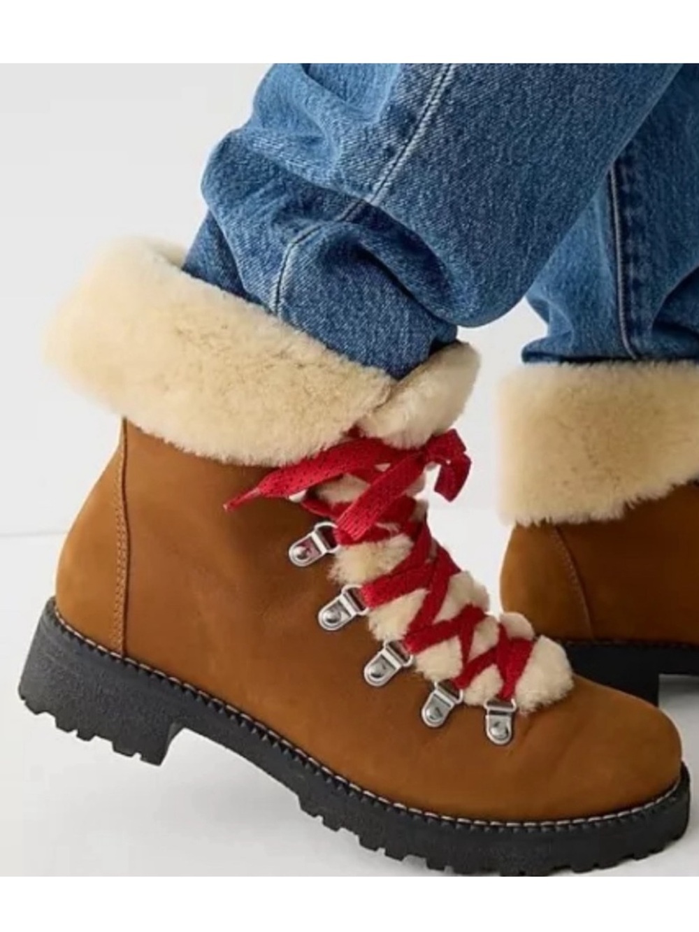 J. Crew Nordic boots - Glazed Pecan with Red Laces